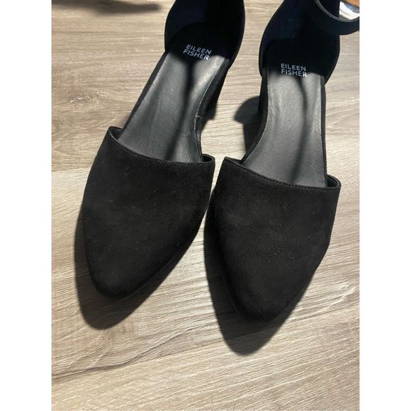 Eileen Fisher Just Suede Ankle-Strap Pump, Black Shoes, Size 9, MSRP $195 - Picture 7 of 10